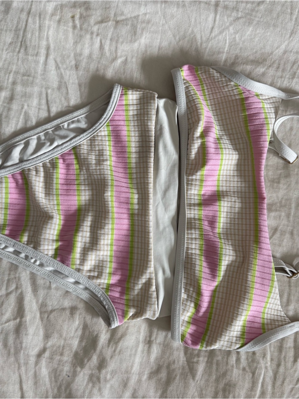 l*space Striped Pink & Lime Two-Piece Bikini Set